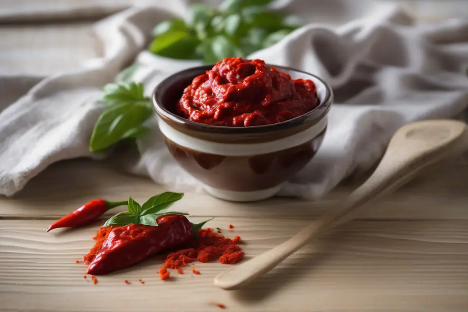 Dark red pepper paste in a bowl