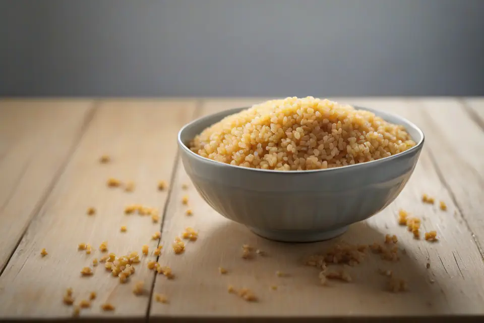 Plain boiled bulgur in a bowl