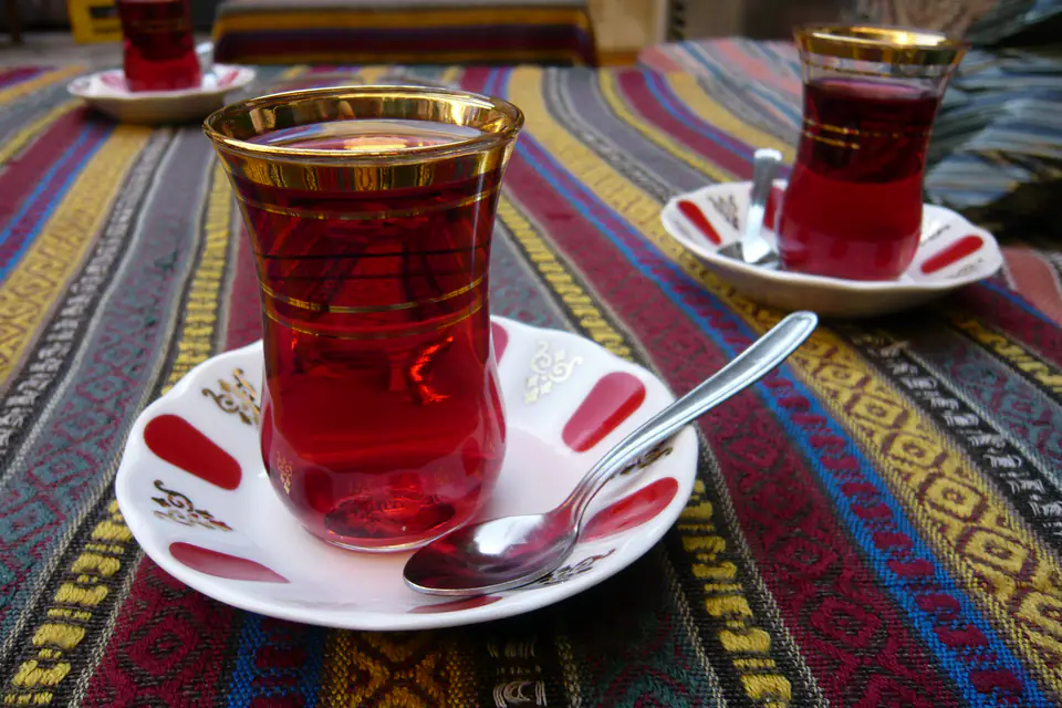Strong tea in a tulip-shaped glass