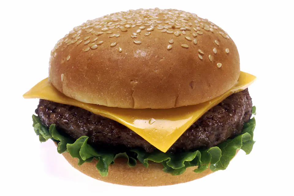 A single-patty cheeseburger