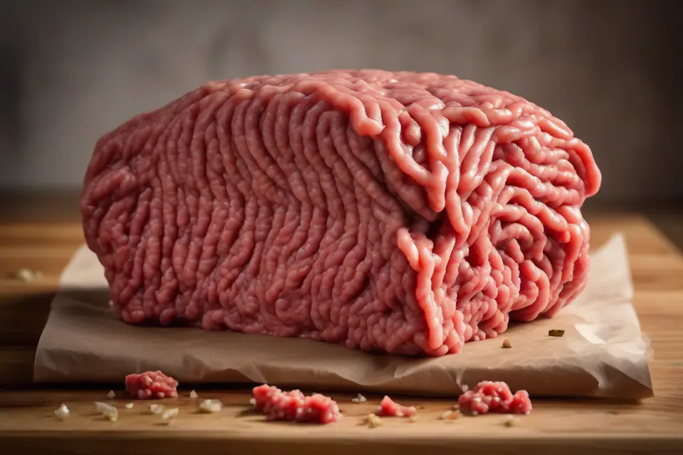 Raw lean ground beef on butcher paper