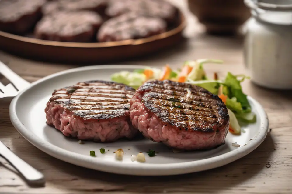 Grilled beef patties on a plate
