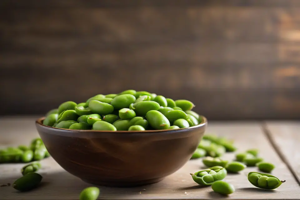 Boiled edamame in a bowl
