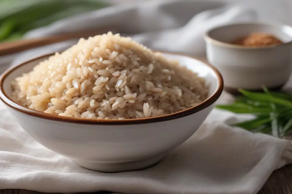Boiled brown rice in a bowl