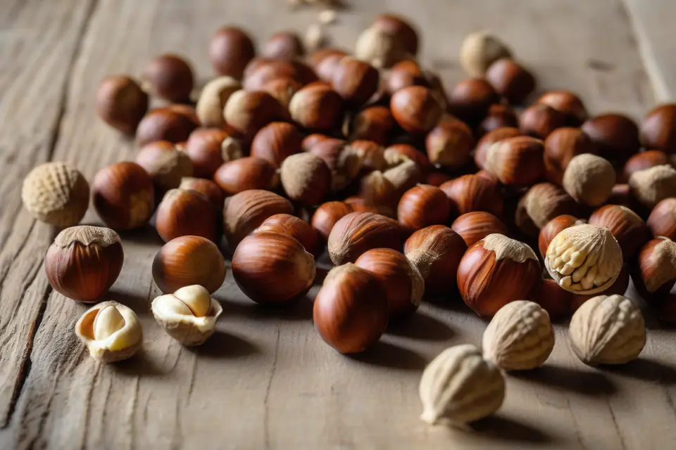 Hazelnuts in their shells and shelled