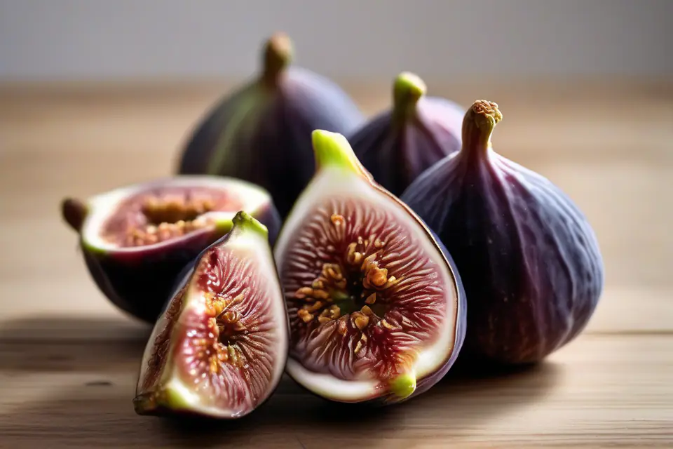 Fresh purple figs, one cut in half