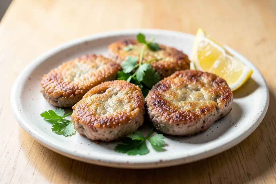 Fried kadınbudu köfte on a plate