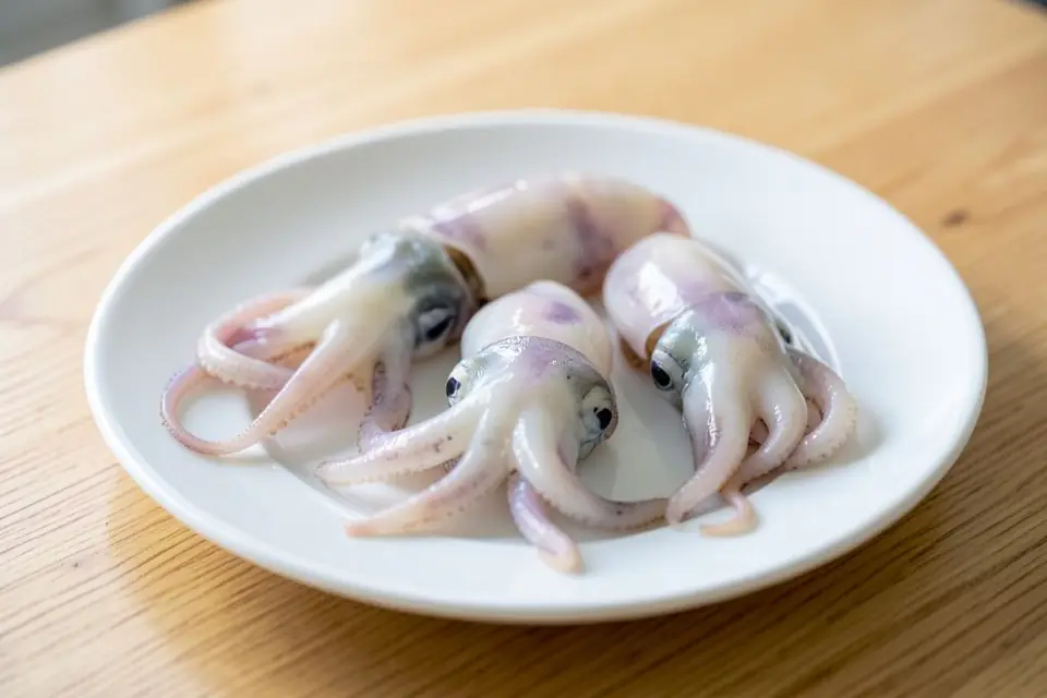 Fresh raw squid on a plate
