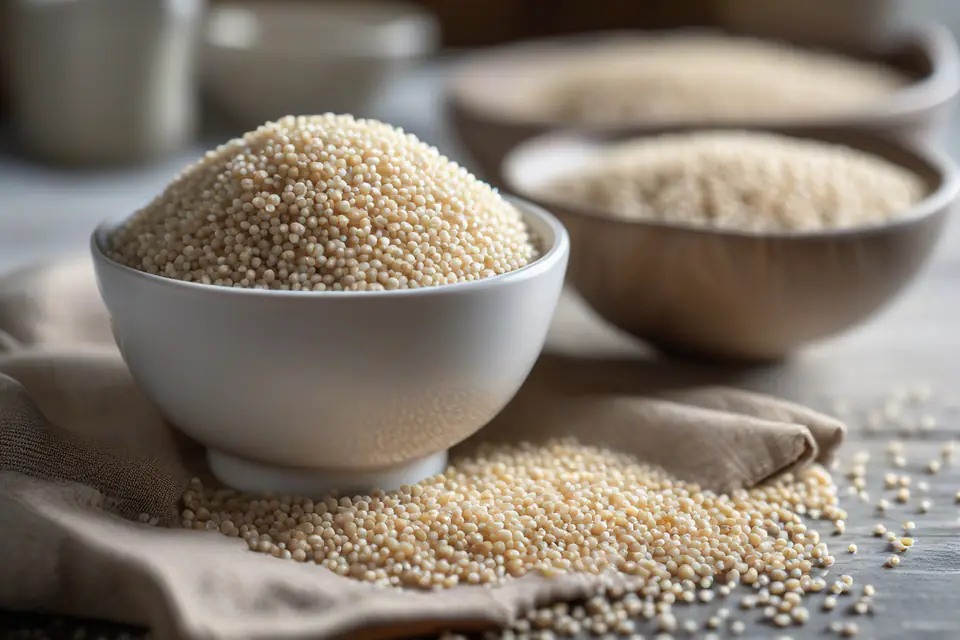 Raw quinoa in a bowl