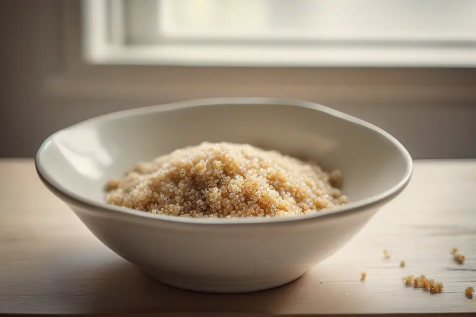 Boiled quinoa in a bowl