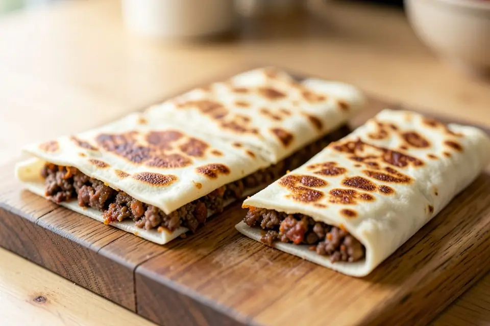 Sliced ground meat gözleme