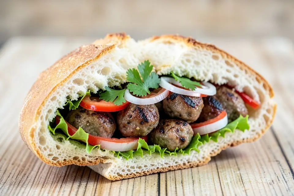 Köfte in a bread roll