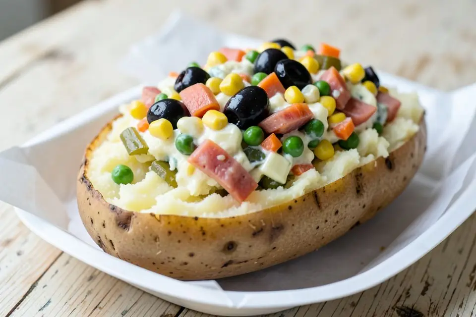 A large kumpir with toppings