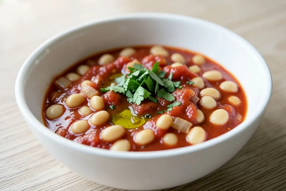 White bean stew without meat in a bowl