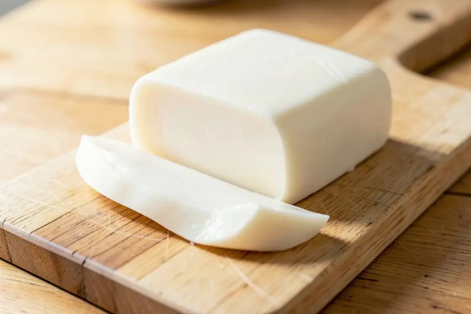 Lamb tail fat on a cutting board