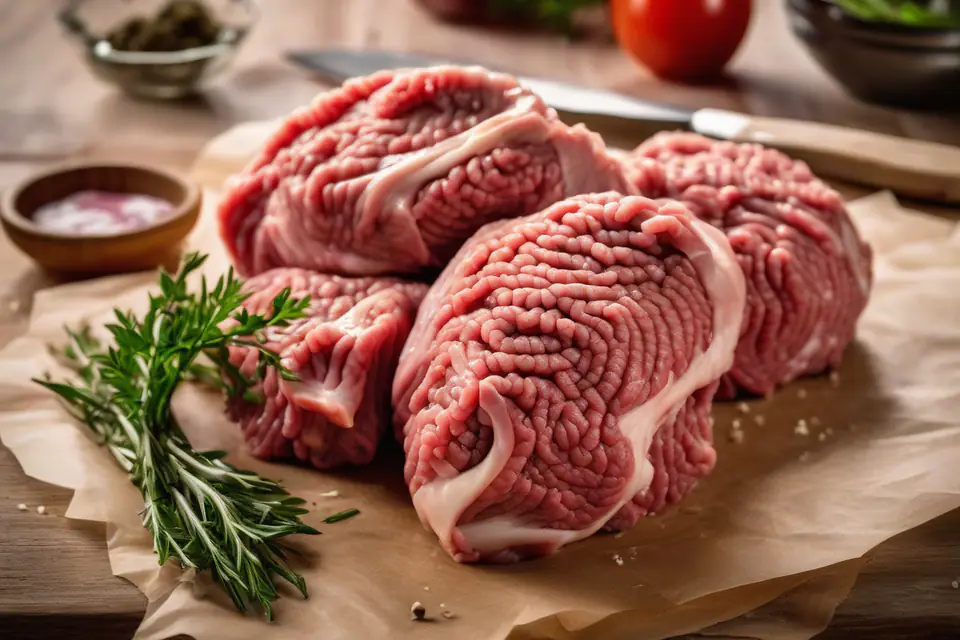 Raw ground lamb on butcher paper