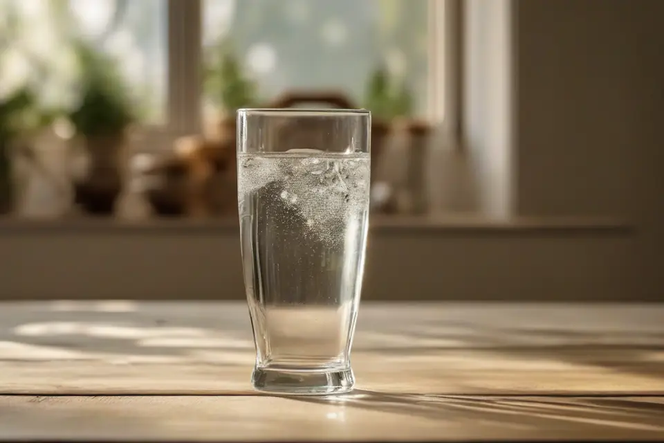 Sparkling mineral water in a glass