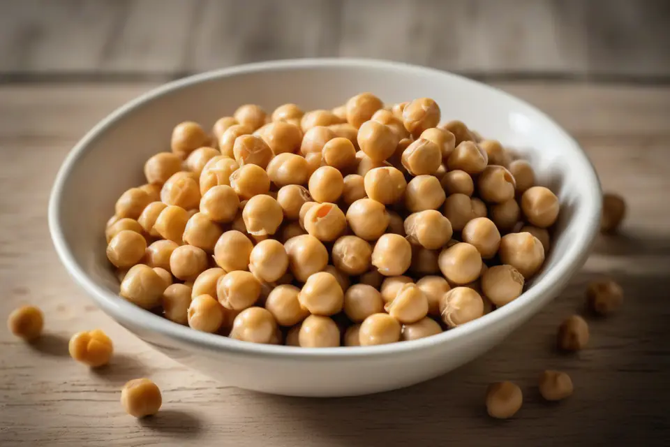 Boiled chickpeas in a bowl