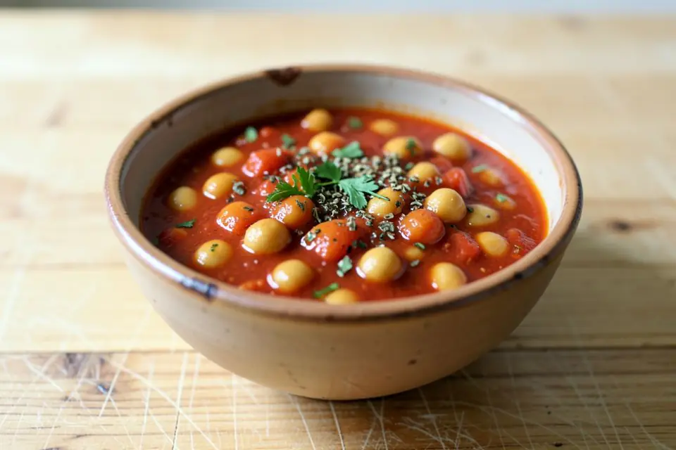Chickpea stew without meat in a bowl