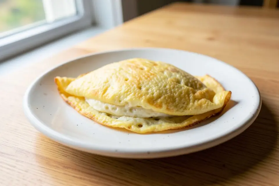 A plain omelette on a plate