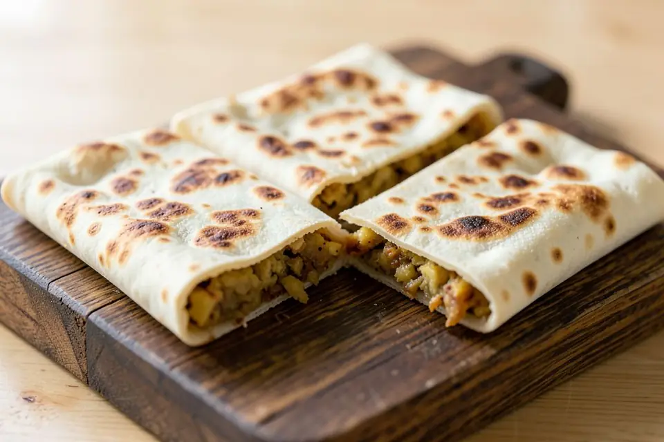 Sliced potato gözleme