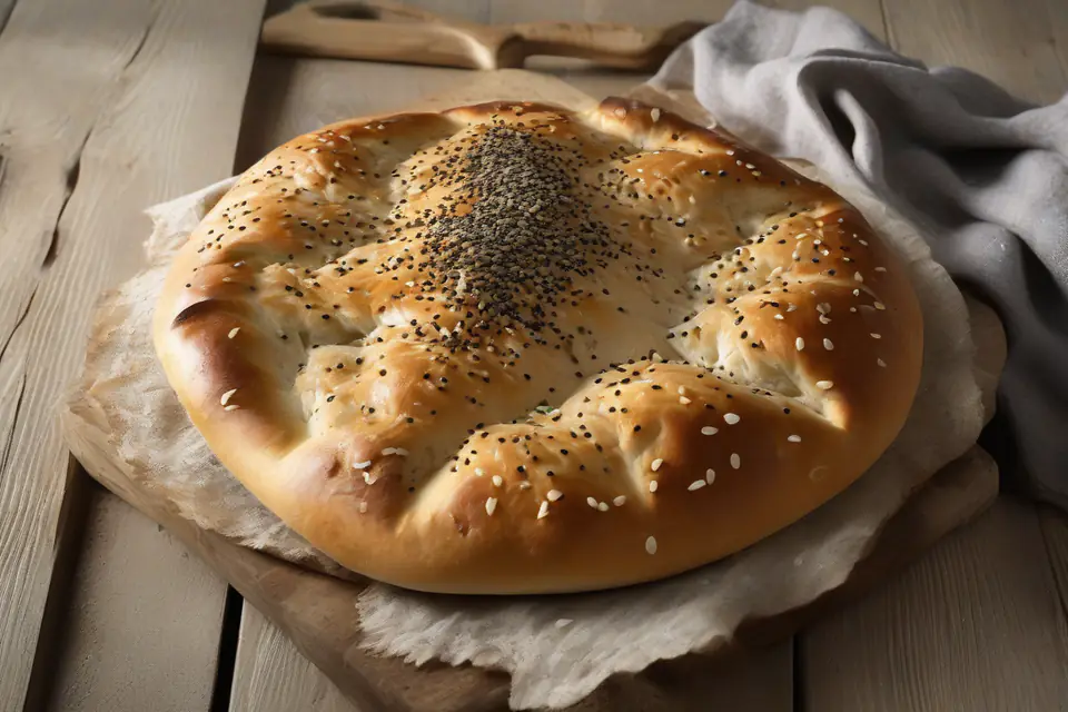Turkish pide bread with sesame seeds