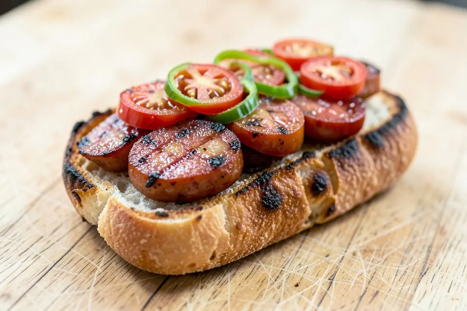 Grilled sucuk in a bread roll