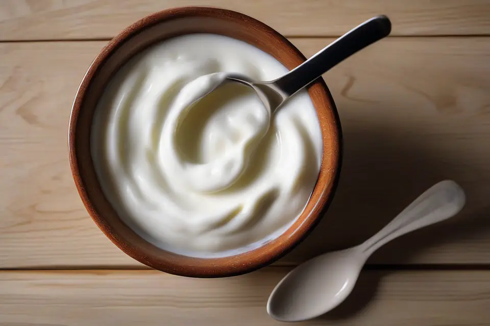 Strained yogurt in a bowl