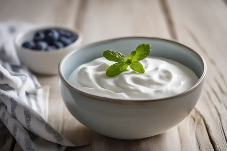 Fat-free strained yogurt in a bowl