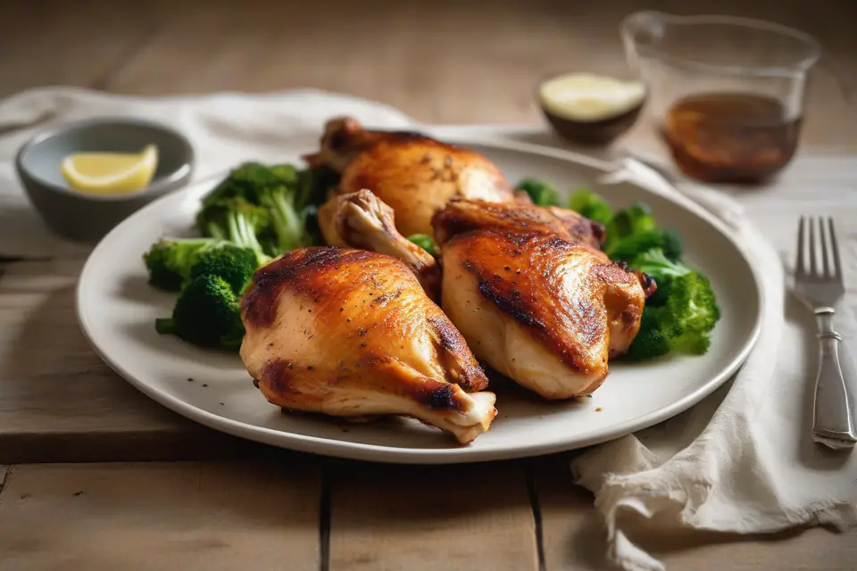 Cooked chicken thighs on a plate