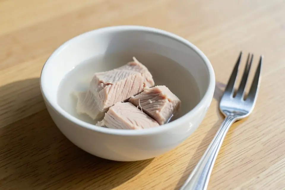 Canned tuna in a bowl