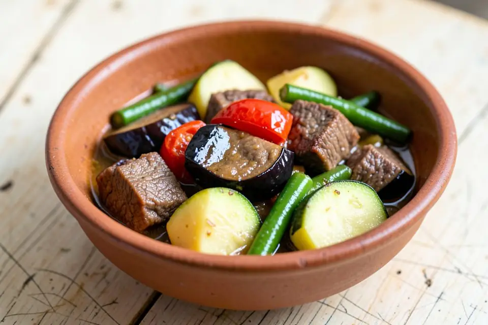 Türlü with meat in a bowl