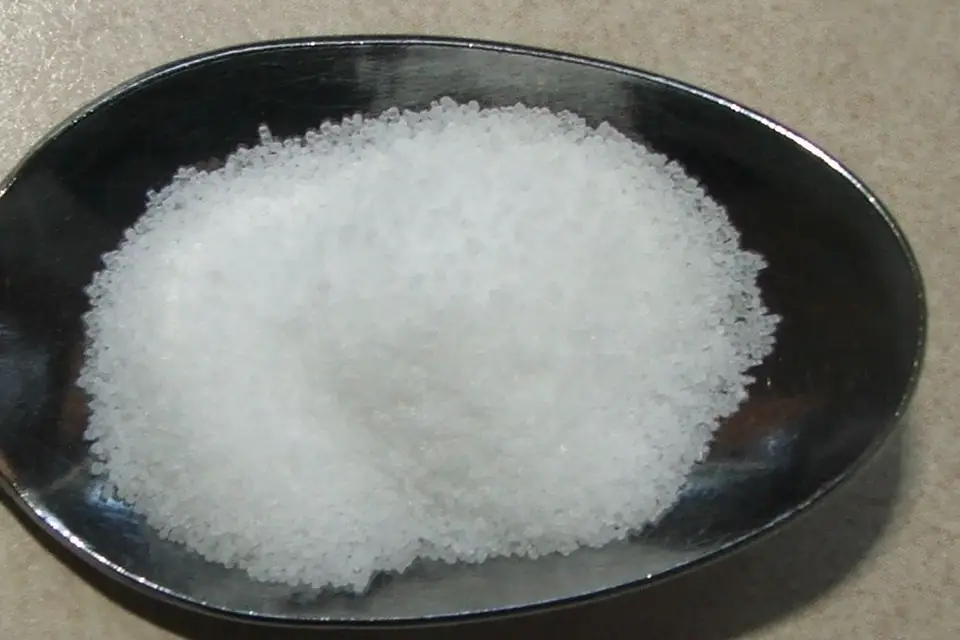 Table salt on a spoon