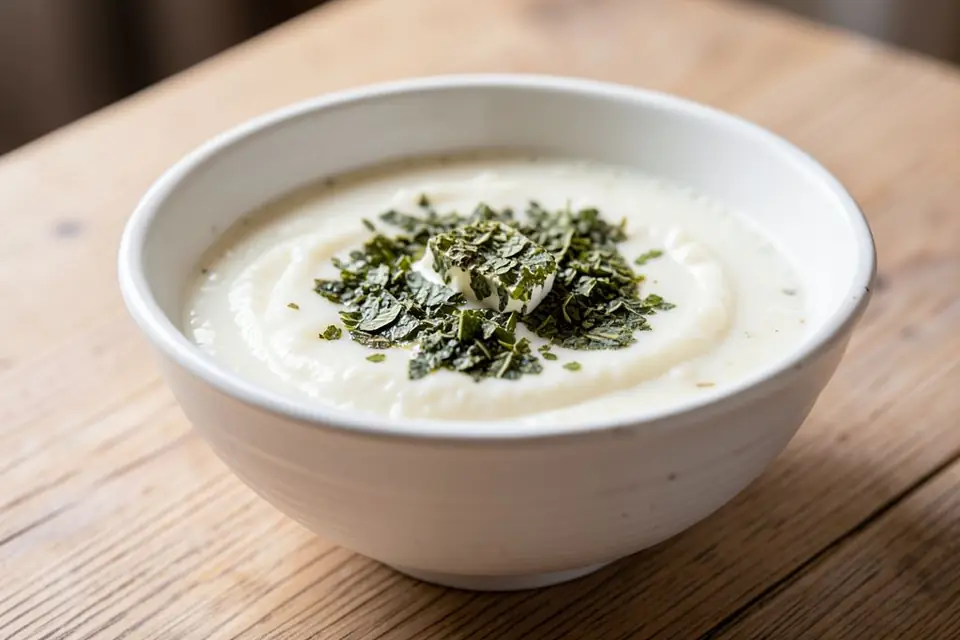 Yayla soup with mint in a bowl