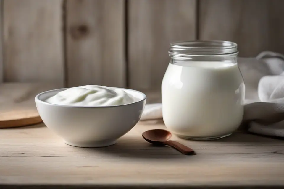 Low-fat yogurt in a bowl